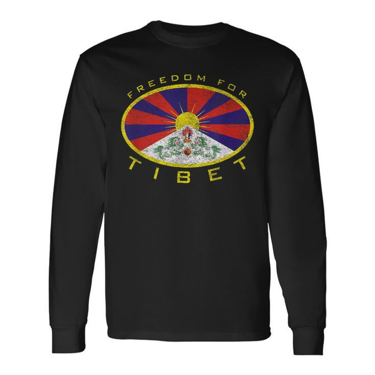 Freedom For Tibet Flag Oval Long Sleeve T-Shirt