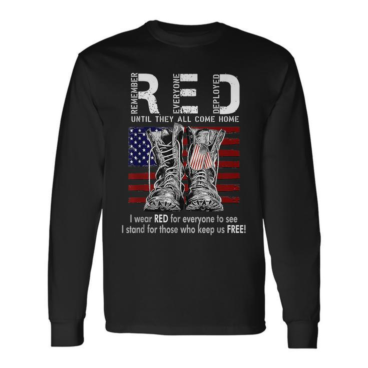 On Friday We Wear Red Remember Everyone Deployed Usa Flag Long Sleeve T-Shirt