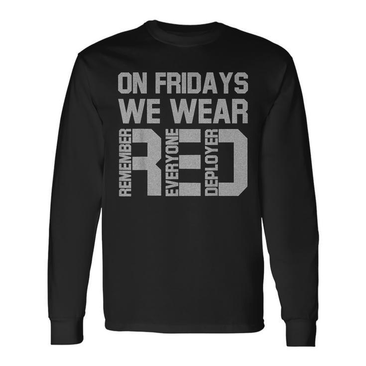 On Fridays We Wear Red Military Veteran Day Us Flag Long Sleeve T-Shirt