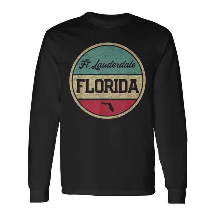 Ft Fort Lauderdale Florida Vintage 70S 80S Retro Style Long Sleeve T-Shirt T-Shirt