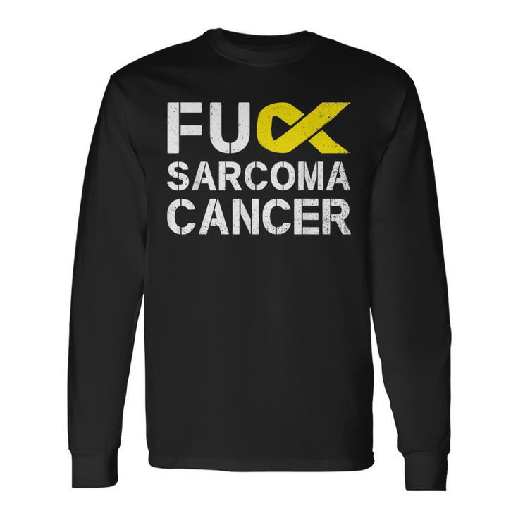 Fuck Sarcoma Cancer Awareness Yellow Ribbon Warrior Fighter Long Sleeve T-Shirt T-Shirt
