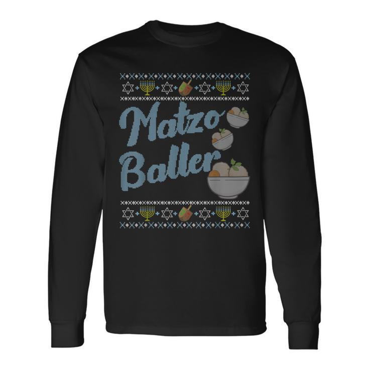 Fun Hanukkah Matzo Baller Matzah Ball Merry Christmas Long Sleeve T-Shirt