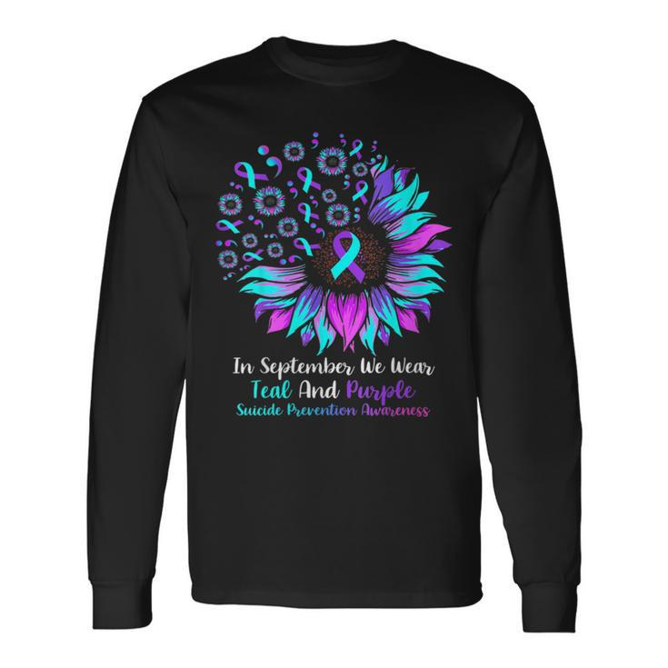 Fun In September We Wear Teal And Purple Suicide Preventions Long Sleeve T-Shirt