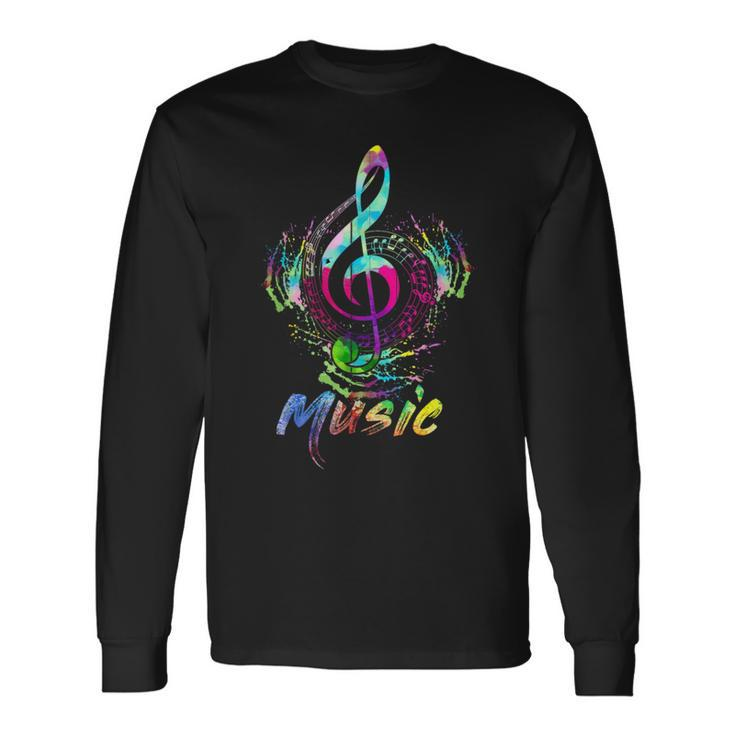 Funky Colorful Music Treble Clef Musical Note Long Sleeve T-Shirt
