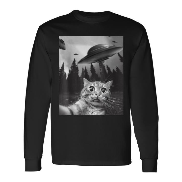Cat Selfie With Ufos Long Sleeve