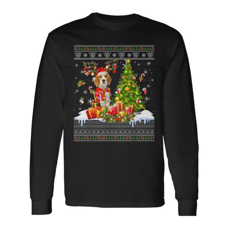 Christmas Lights Beagle Dog Xmas Ugly Sweater Long Sleeve T-Shirt