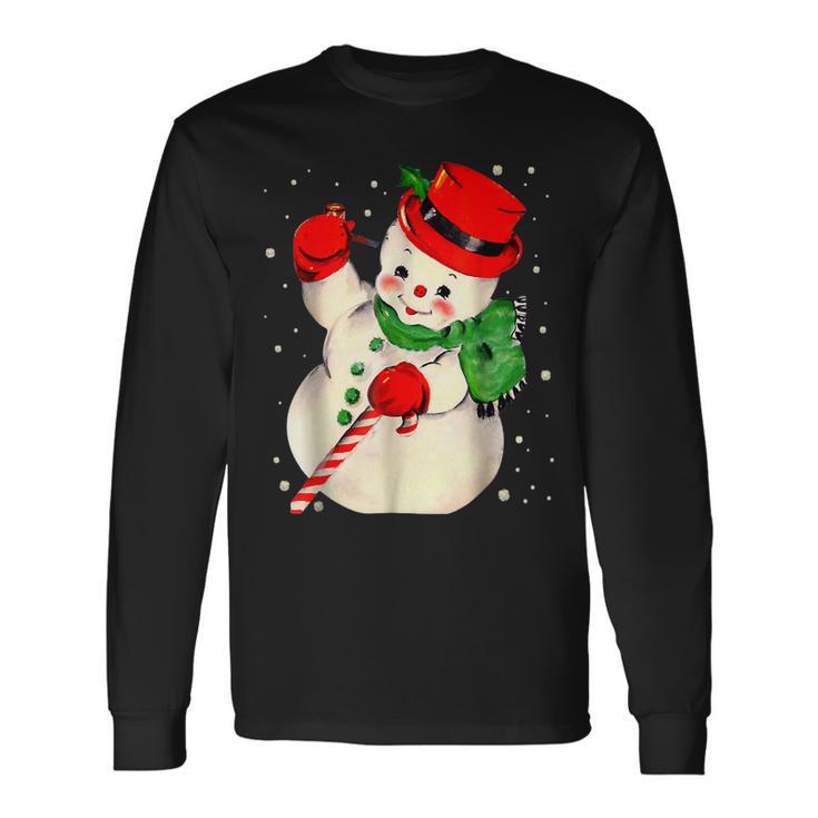 Christmas Snowman Matching Family Pajama Xmas Vintage Long Sleeve T-Shirt