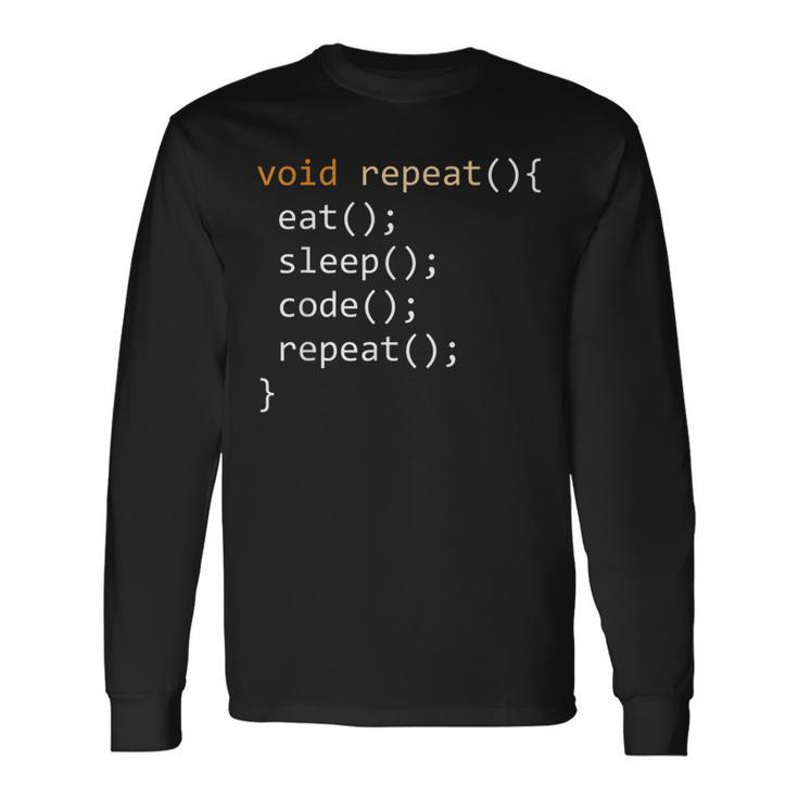 Coding Java Recursive Eat Code Sleep Repeat Long Sleeve T-Shirt