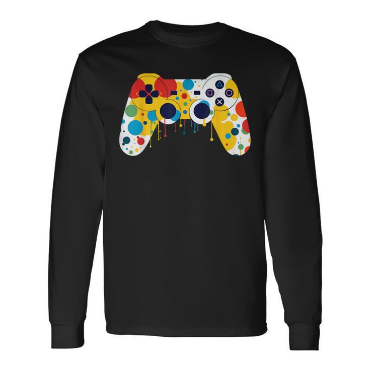 Colourful Polka Dot International Dot Day Video Game Long Sleeve T-Shirt