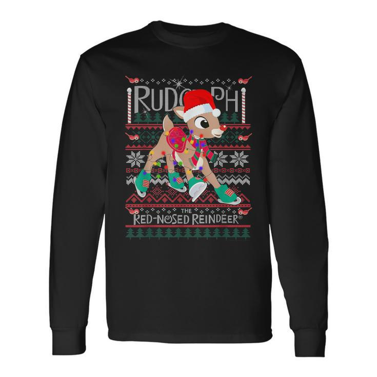 Cute Rudolph The Red Nosed Reindeer Christmas Tree Long Sleeve T-Shirt