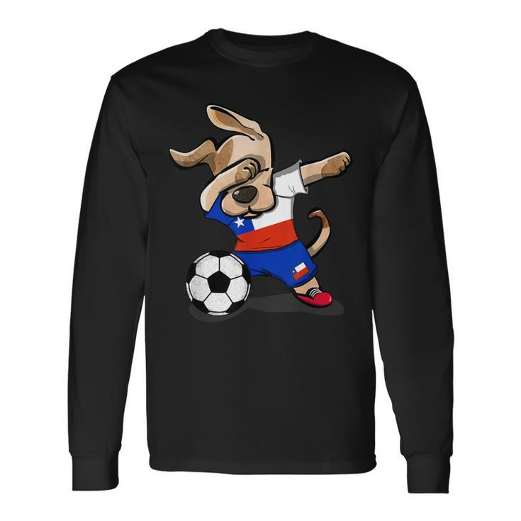 Dabbing Dog Chile Soccer Jersey Chilean Football Lover Long Sleeve T-Shirt