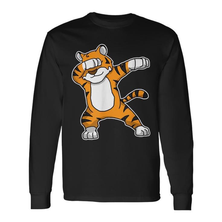 Dabbing Tiger Dab Dance Cool Cat Tiger Lover Long Sleeve T-Shirt