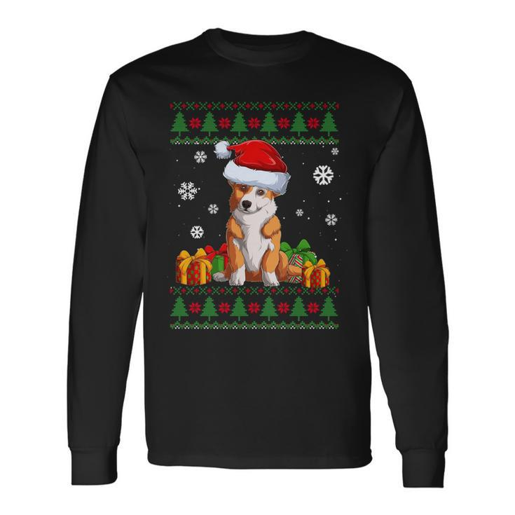Dog Lover Welsh Corgi Santa Hat Ugly Christmas Sweater Long Sleeve T-Shirt