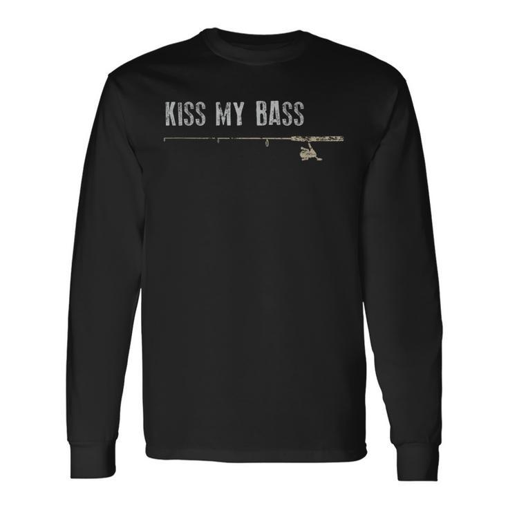Fishing Kiss My Bass Fish Father's Day Long Sleeve T-Shirt