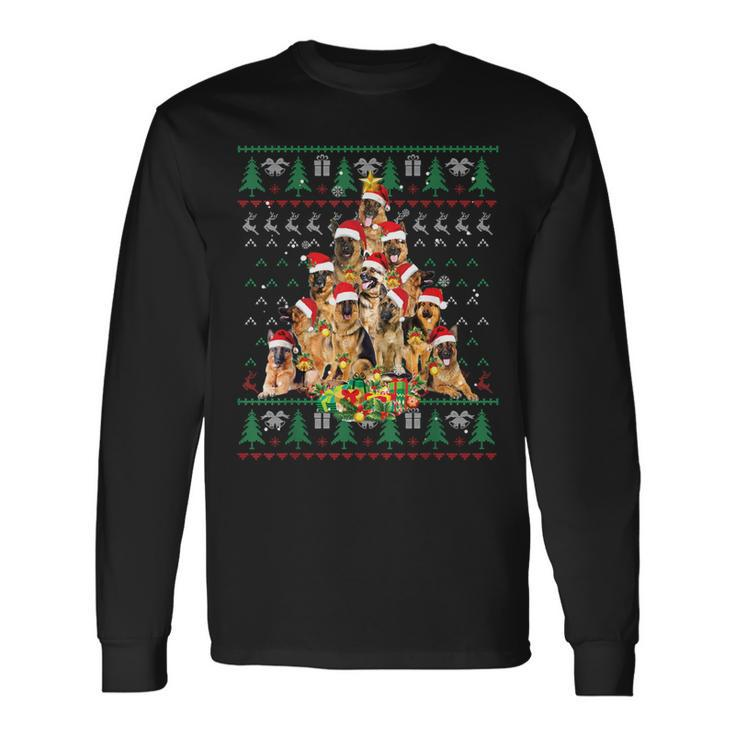 German Shepherd Christmas Lights Ugly Sweater Xmas Long Sleeve T-Shirt