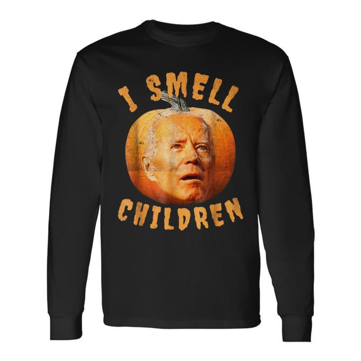 Joe Biden Halloween Pumpkin Confused I Smell Children Long Sleeve T-Shirt