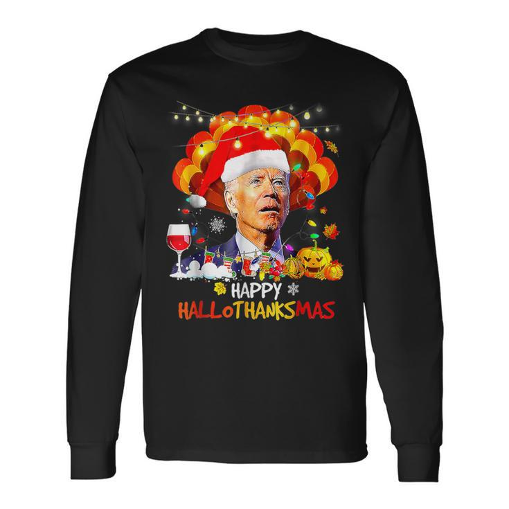 Joe Biden Happy Hallothanksmas Merry Halloween Long Sleeve T-Shirt