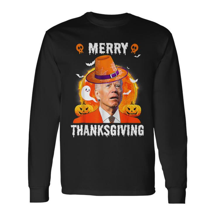Joe Biden Happy Halloween Merry Thanksgiving Long Sleeve T-Shirt Gifts ideas