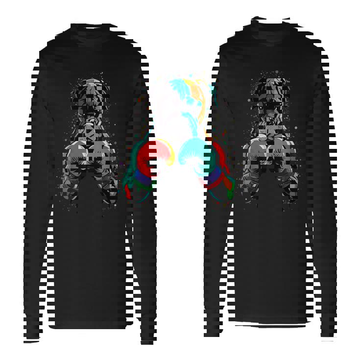 Kickboxing Or Boxing Boxer Dog Long Sleeve T-Shirt