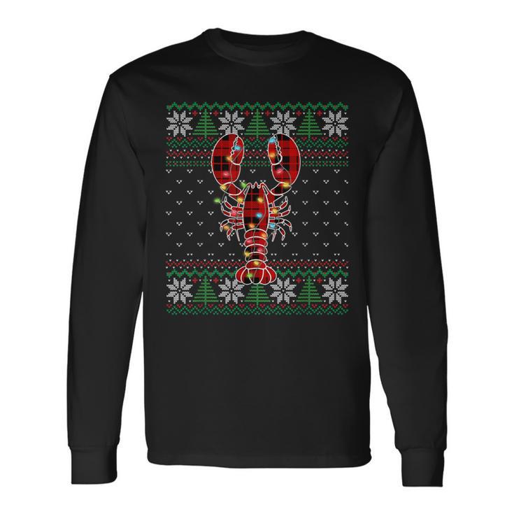 Lobster Ugly Sweater Christmas Animals Lights Xmas Long Sleeve T-Shirt Gifts ideas