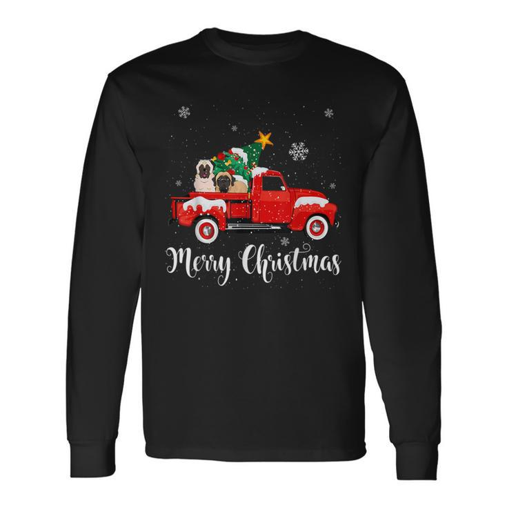 Mastiff Ride Red Truck Christmas Pajama Long Sleeve T-Shirt