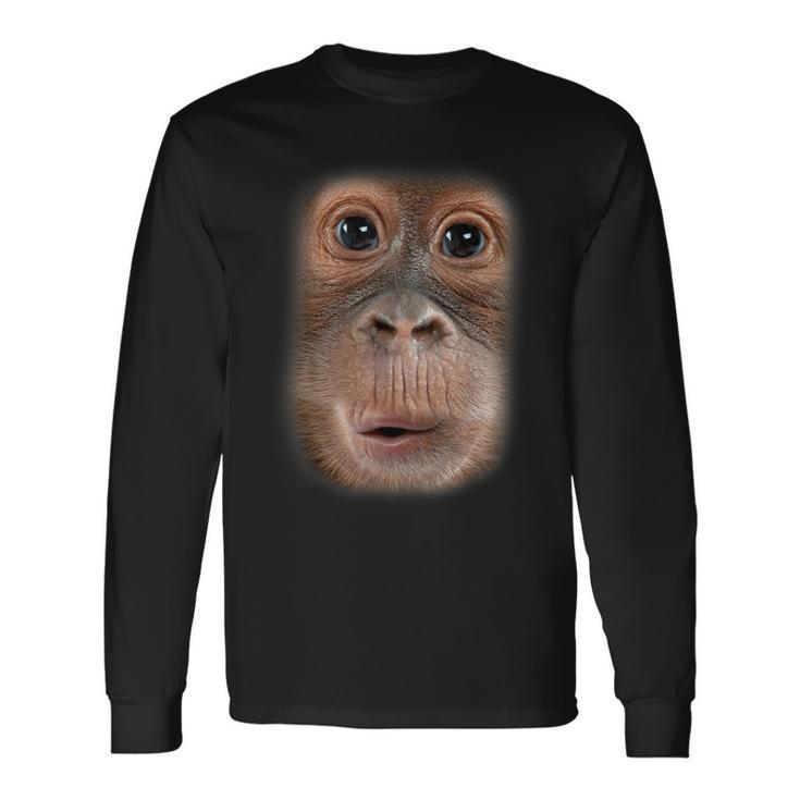 Monkey Face Chimpanzee Ape Zoo Animal Lover Long Sleeve T-Shirt