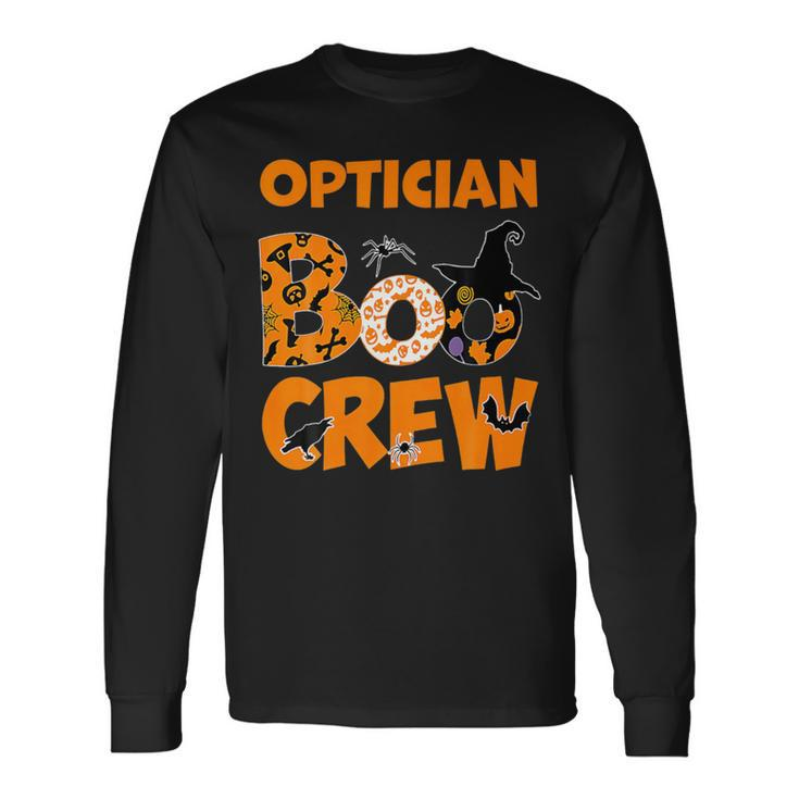 Optician Boo Crew Eye Halloween Spooky Witch Optometry Long Sleeve T-Shirt