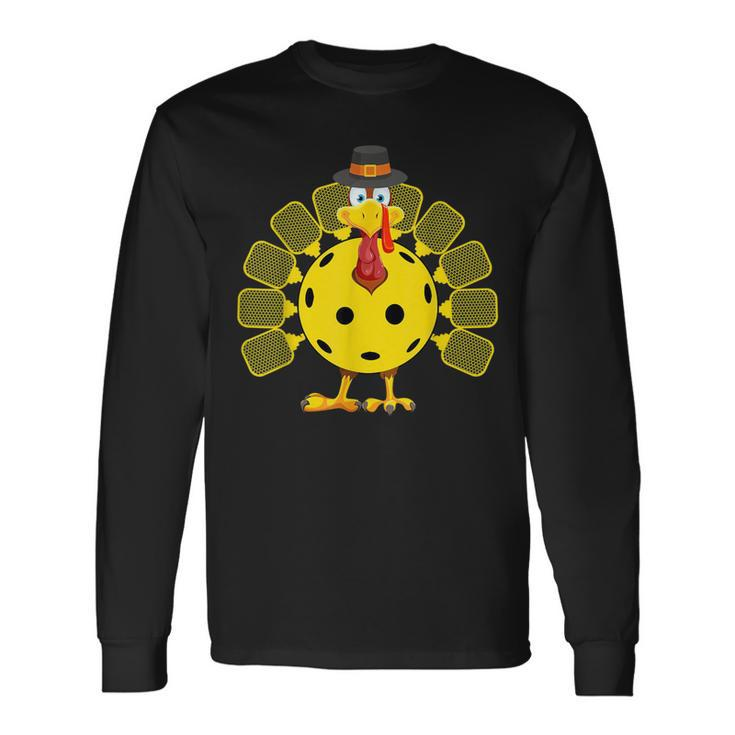 Pickleball Thanksgiving Golf Ball Turkey Lover Long Sleeve T-Shirt