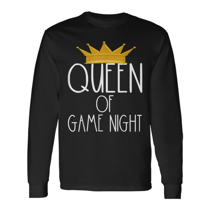Queen Of Game Night Card Games Boardgame Winner Crown Long Sleeve T-Shirt