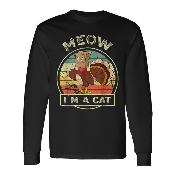 Thanksgiving Day Fake Cat Turkey Meow Autumn Family Long Sleeve T-Shirt