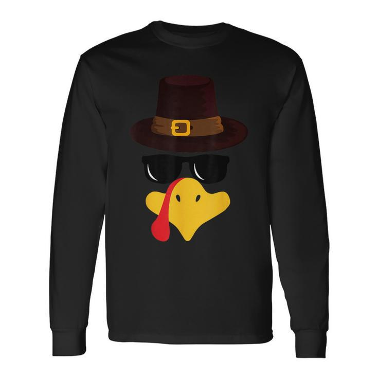 Turkey Face Matching Family Thanksgiving Pilgrim Party Long Sleeve T-Shirt