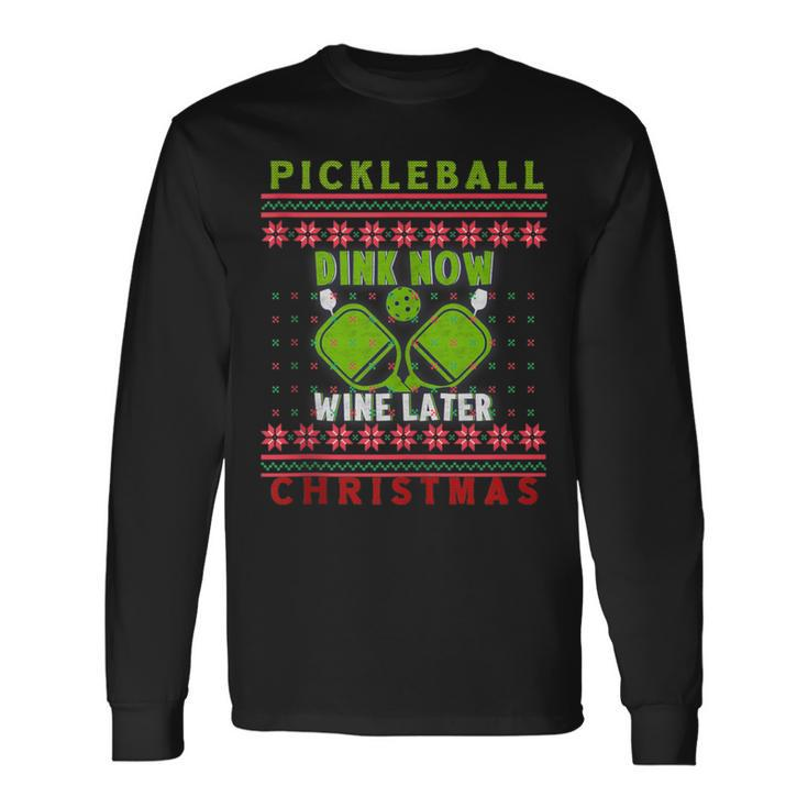 Ugly Christmas Sweater Kitchen Ace Pickleball Player Long Sleeve T-Shirt