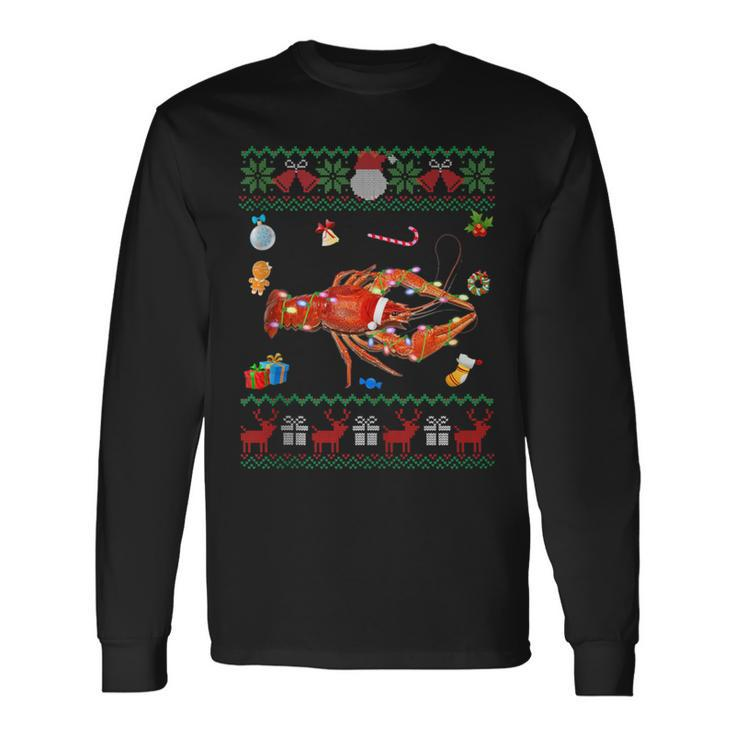 Ugly Xmas Sweater Animals Lights Christmas Lobster Long Sleeve T-Shirt