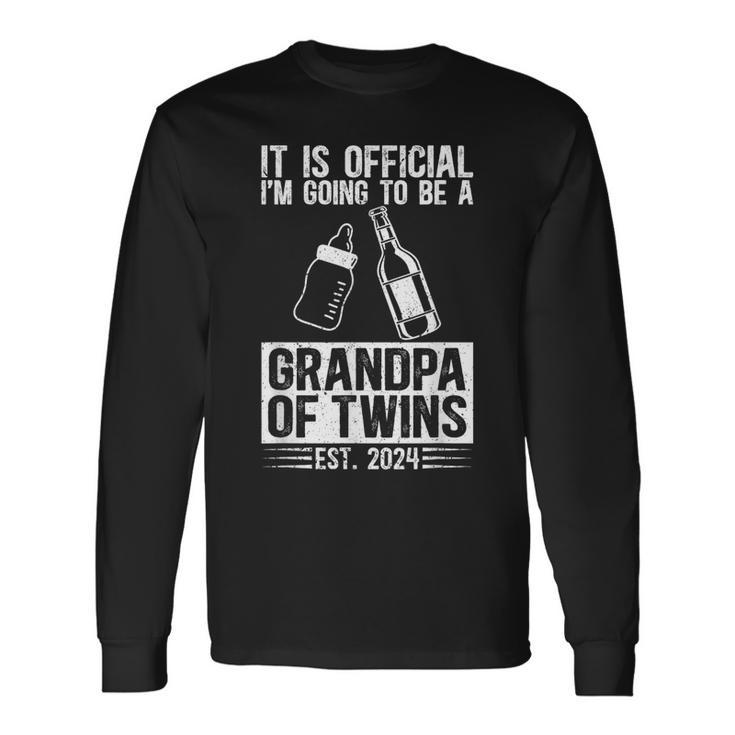 Be Future Grandpa Of Twins Promoted To Grandpa Of Twins 2024 Long Sleeve T-Shirt