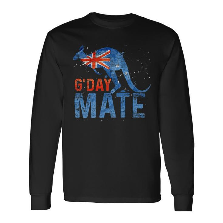 G Day Mate Kangaroo Aussie Animal Australia Flag Australia Long Sleeve T-Shirt
