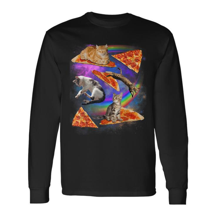 Galaxy Cat In Space Cat Riding Pizza Long Sleeve T-Shirt Gifts ideas