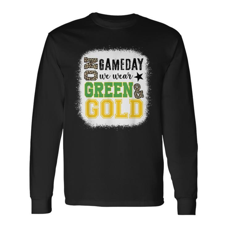 On Gameday Football We Wear Green And Gold Leopard Print Long Sleeve Gifts ideas