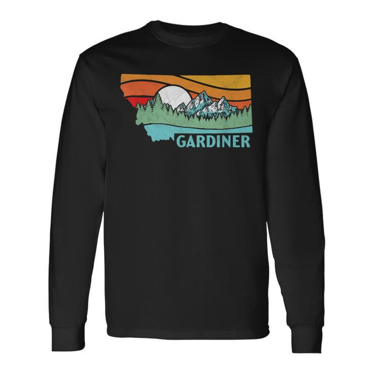 Gardiner Montana Outdoors Retro Mountains & Nature Long Sleeve T-Shirt