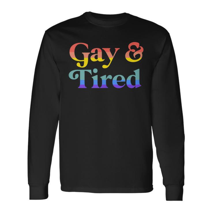 Gay And Tired Lgbtqia Retro Aesthetic Lesbian Pride Flag Long Sleeve T-Shirt T-Shirt