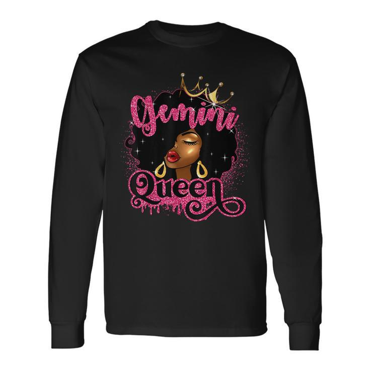 Gemini Queen Birthday Afro Girls Black Zodiac Birthday Long Sleeve T-Shirt T-Shirt