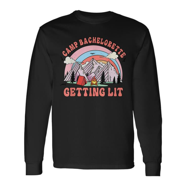 Getting Lit Bride Bridesmaid Retro Camp Bachelorette Party Long Sleeve T-Shirt Gifts ideas