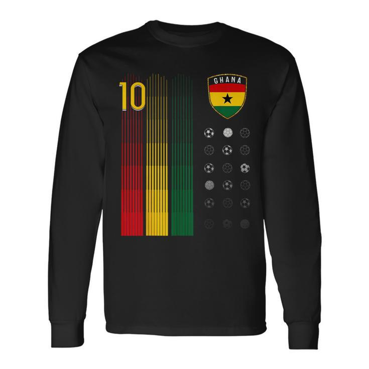 Ghana Soccer Ghanaian Flag Football Retro 10 Jersey Long Sleeve T-Shirt