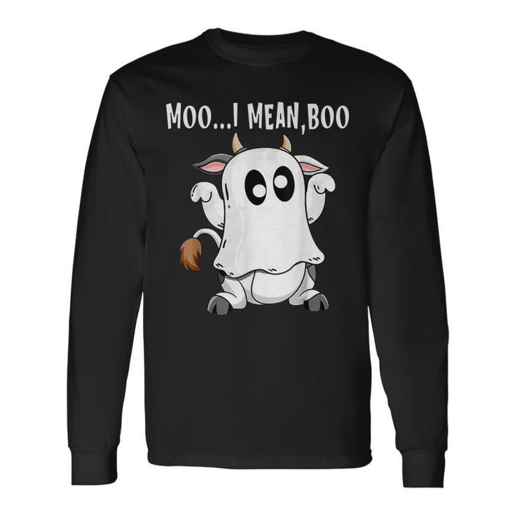 Ghost Cow Moo I Mean Boos Farmer Halloween Costume Long Sleeve T-Shirt T-Shirt