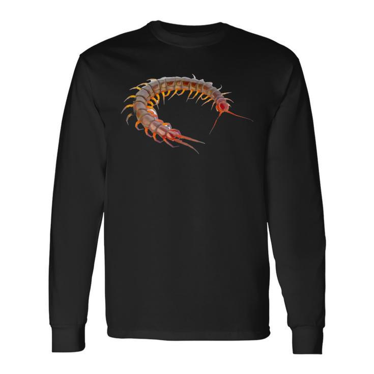 Giant Centipede Pet Lover Creepy Realistic Millipede Long Sleeve T-Shirt