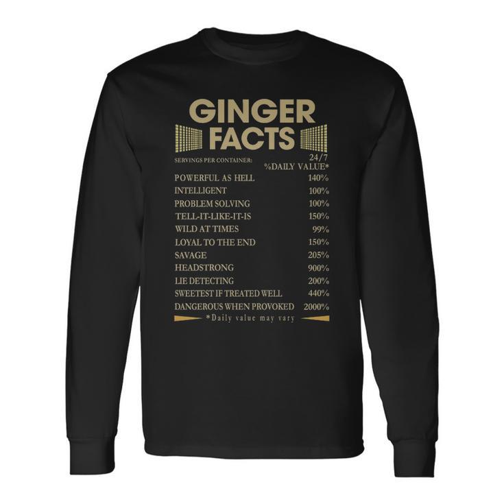 Ginger Name Ginger Facts Long Sleeve T-Shirt