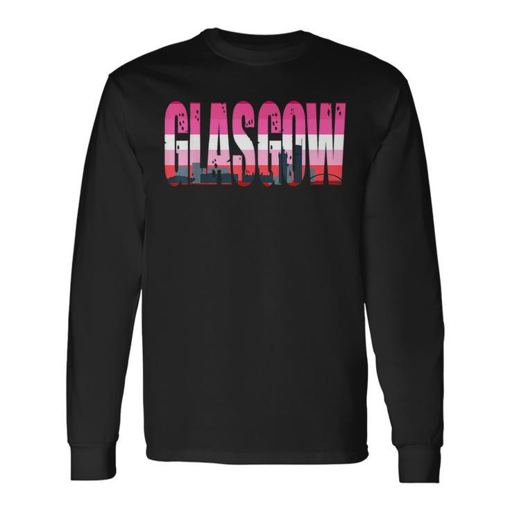 Glasgow Lesbian Flag Pride Support City Long Sleeve T-Shirt T-Shirt