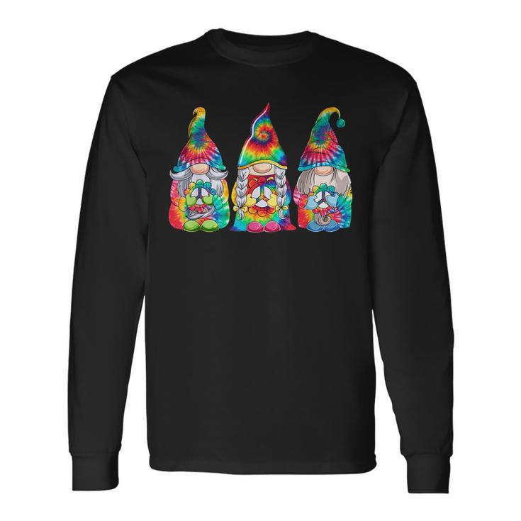 Gnome Peace Sign Love Tie Dye Three Hippie Gnomes Costume Long Sleeve T-Shirt