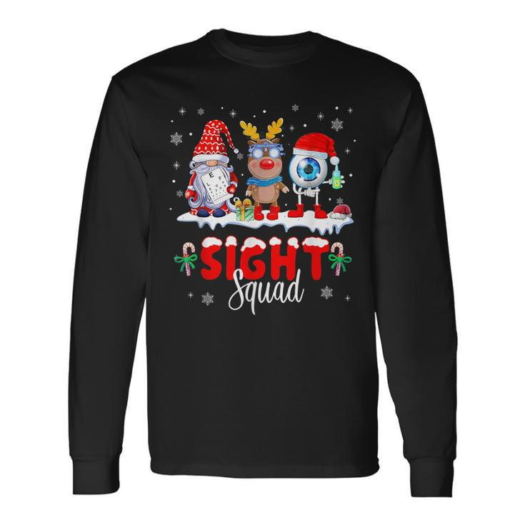 Gnome Sight Squad Christmas Lights Optometrist Optician Long Sleeve T-Shirt