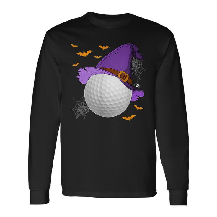 Golf Ball Witch Hat Pumpkin Spooky Halloween Costume Long Sleeve T-Shirt