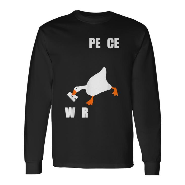 Goose Peace Not War Vaporwave White Bird Geese Joke Long Sleeve T-Shirt T-Shirt